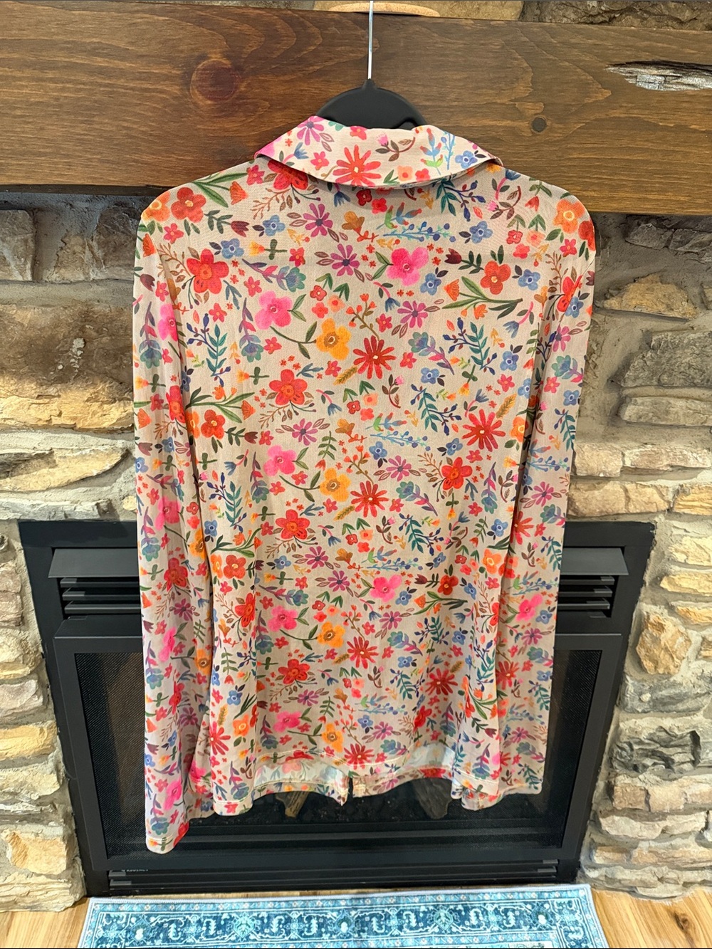 Natural Life Floral Button-Front Long Sleeve Top - Pink Multicolor - Picture 7 of 7